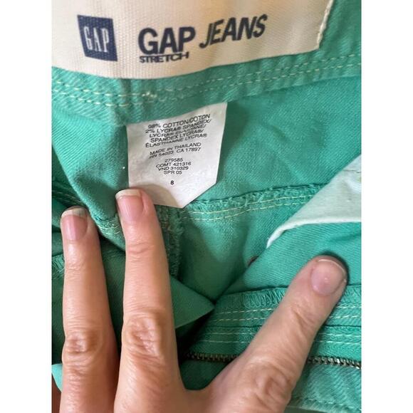 Gap Green Denim Skirt Rainbow Front Slit 5-Pocket US 8 - Picture 3 of 6